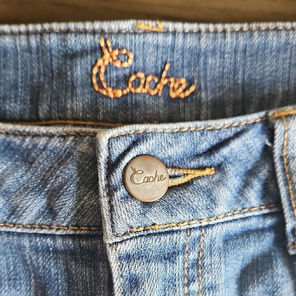 Cache‎ Blue Denim Bermuda Shorts Sz 2 - Picture 2 of 10